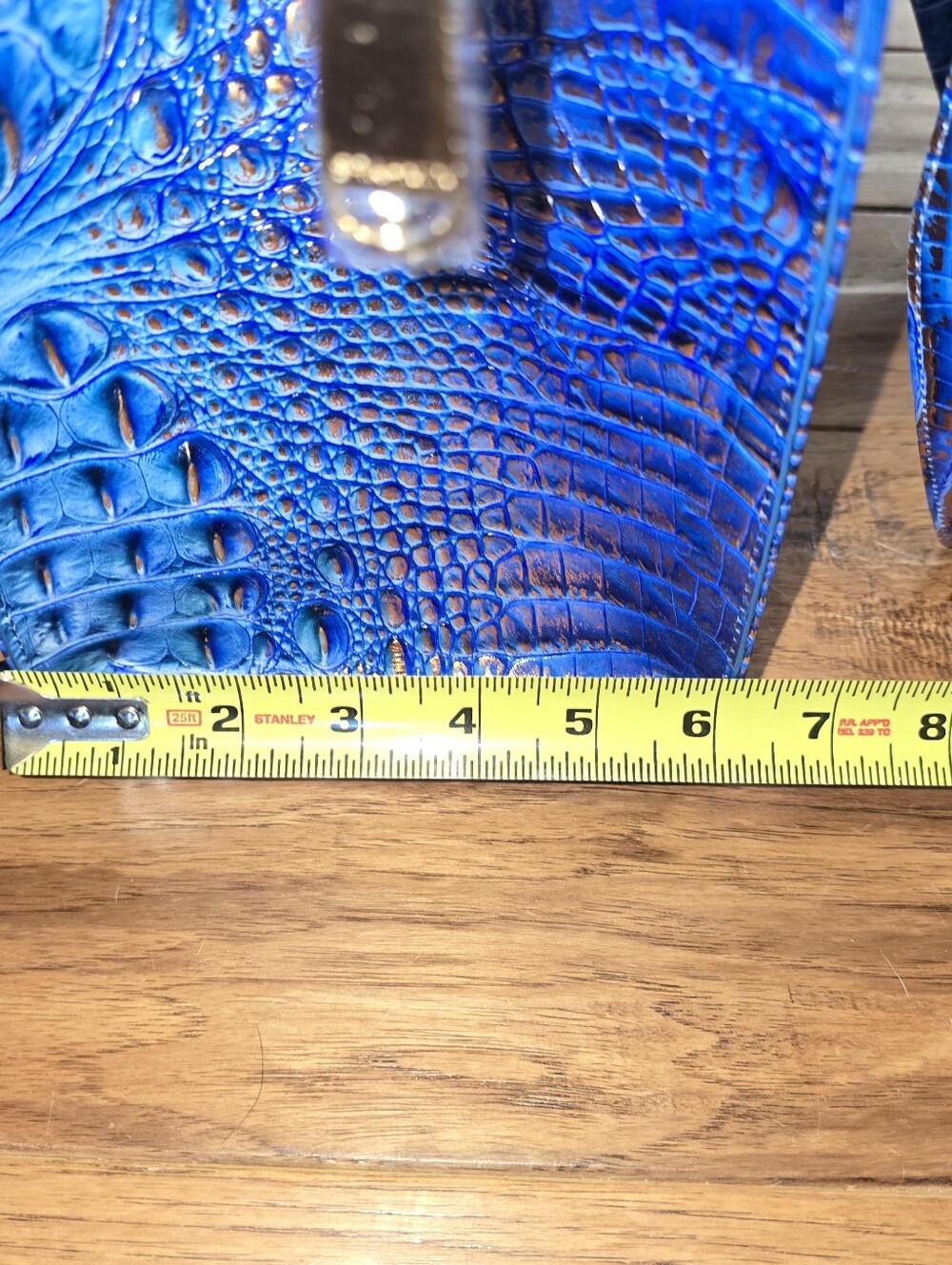 Blue Croc-Embossed Structured Tote Bag - Picture 10 of 10